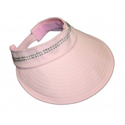 WIDE SUNBLOCKING ADJUSTABLE VISOR WITH RHINESTONES