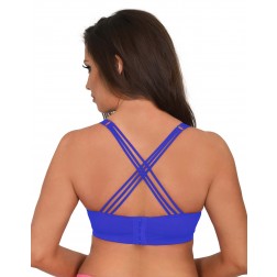 CENTER FRONT LACE BRA W/ A CRISS CROSS STRAPPY BACK