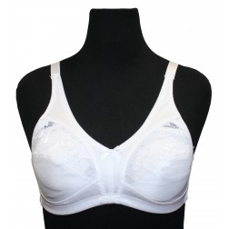 WHITE FULL FIGURE SATIN & LACE BRA